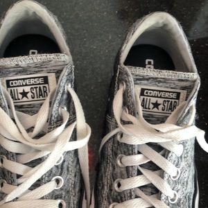 Converse metallic silvery All Star Chuck Taylor with metallic thread.